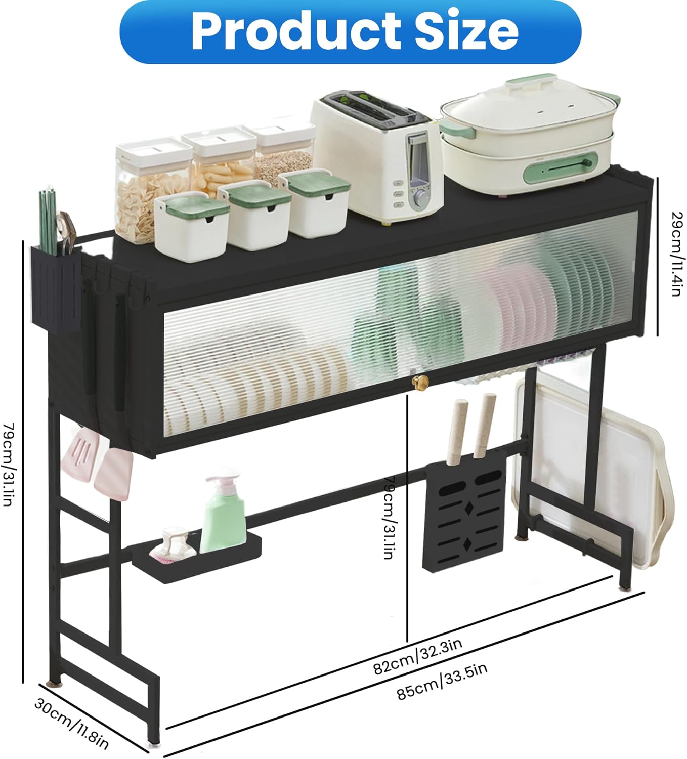 Kitchen Sink Dish Rack, Dust Proof Lid With Multi Organizer (Stainless Steel)
