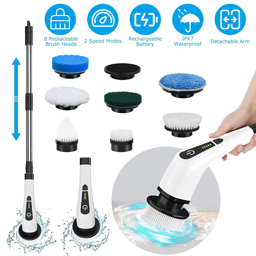 9-in-1 Rechargeable Electric Spin Scrubber | Cordless Power Cleaning Brush