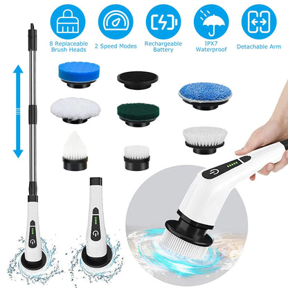 9-in-1 Rechargeable Electric Spin Scrubber | Cordless Power Cleaning Brush