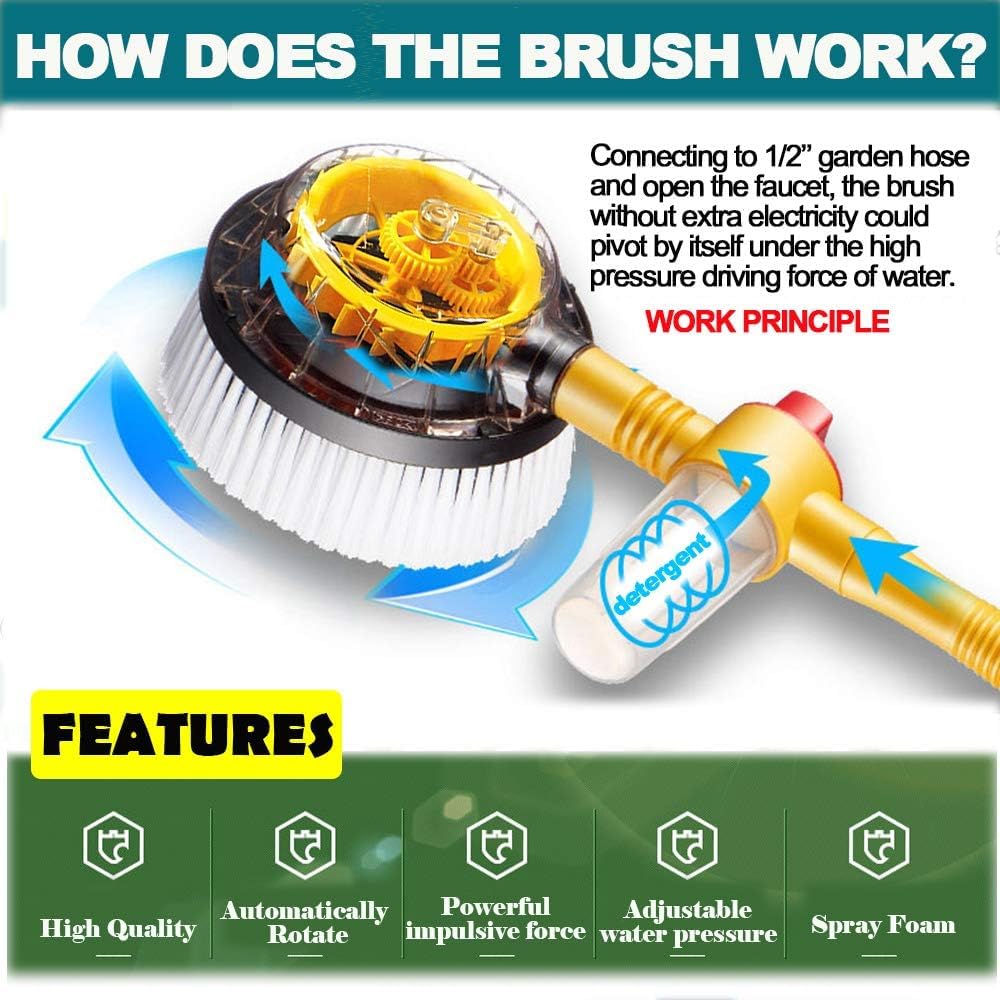 Auto Rotate 360° Car Wash Mop | Soft Microfiber & Soap Dispenser | Extendable Handle Car Cleaning Brush