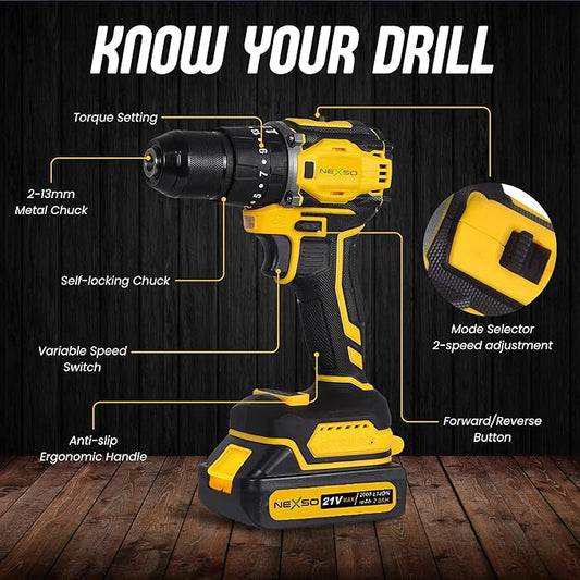 Cordless Drill Machine Kit 29PCS | Rechargeable | Dual Battery