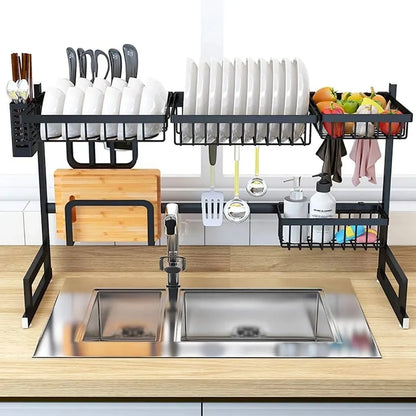 Sink Dish Drying Rack Stainless Steel Kitchen Cutlery Holder (Imported Quality)