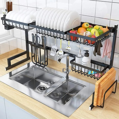 Sink Dish Drying Rack Stainless Steel Kitchen Cutlery Holder (Imported Quality)