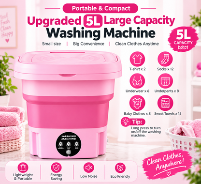 Foldable Mini Washing Machine  5 Liter Capacity (Imported Quality)
