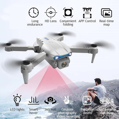طائرة E88 Pro القابلة للطي بدون طيار مزودة بكاميرا مزدوجة بدقة 4K وواي فاي FPV