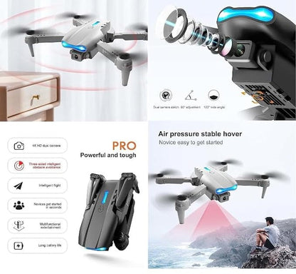 طائرة E88 Pro القابلة للطي بدون طيار مزودة بكاميرا مزدوجة بدقة 4K وواي فاي FPV