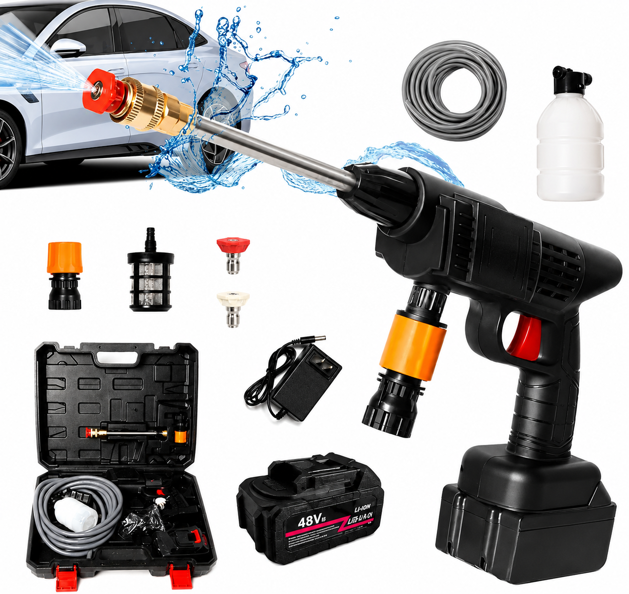Portable High-Pressure Washer Gun With 48V Lithium Battery (Imported Quality)